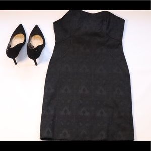 Black Lace Pattered Strapless Dress